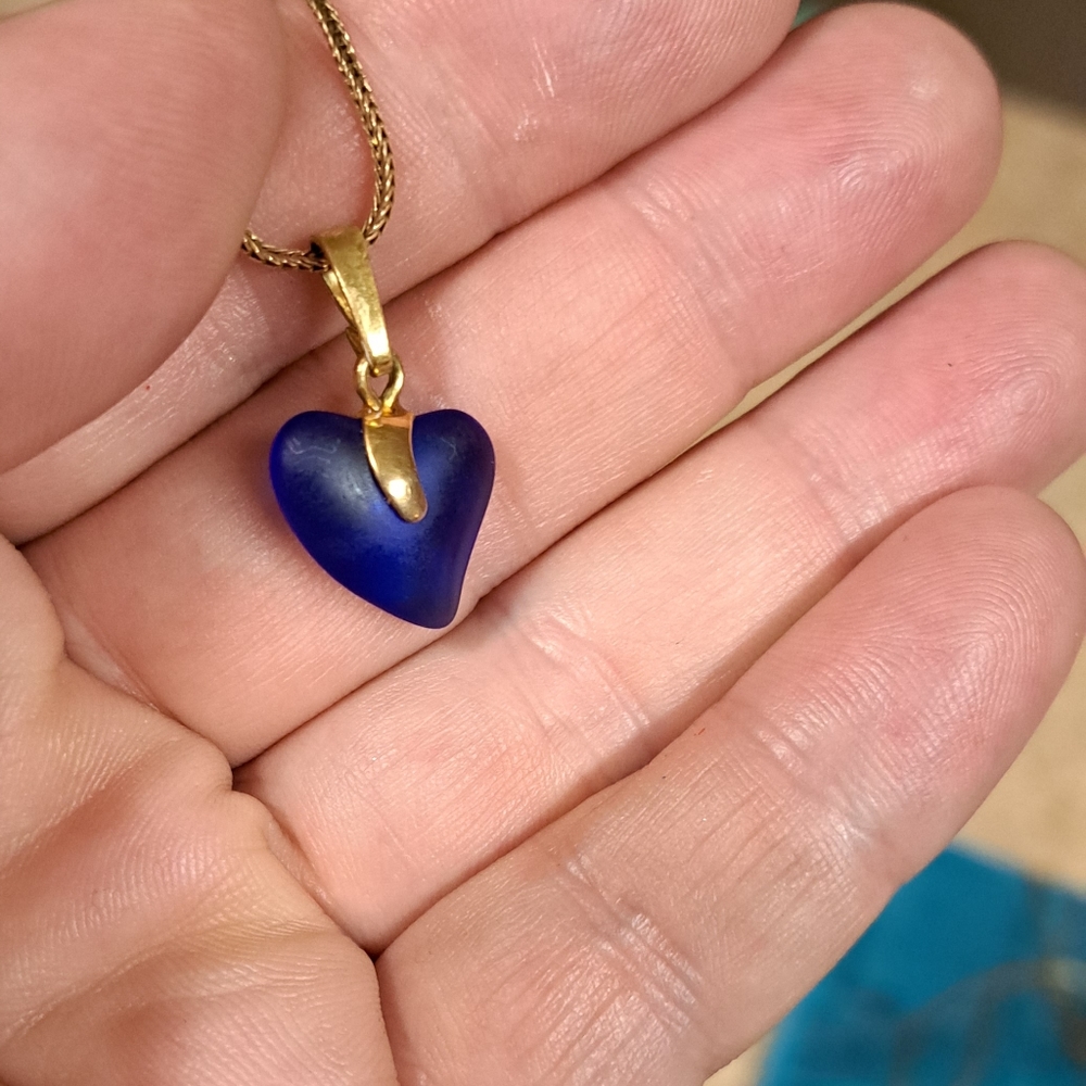 Heart Necklace - Cobalt Blue